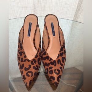 Stuart Weitzman Brown Leopard Mules